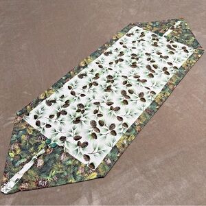 Handmade Embellished Silver Glitter Pine Cones Reversible 41.5 x 15 Table Runner